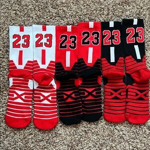 Jordan Youth Red, Black, and White Athletic Socks
